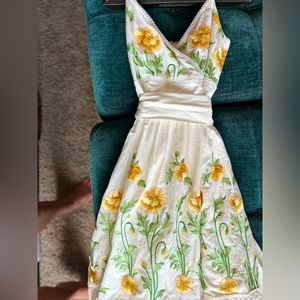 Yellow floral spaghetti strap maxi dress. Even more beautiful in person!